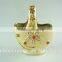 electroplated gold ceramic flower basket with pearl decoration, hanging ceramic flower pot wholesale