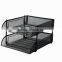 2 Layers Grey Metal Mesh Magazine Desk File Organzier,File Tray
