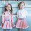 Little Girls Fall Boutique New Arrive Lace Bow Dress Pink Dress Twins Clothing