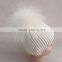 Myfur Baby Knitted Hat with White Raccoon Removable Fur Pom Pom Top