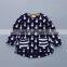 Lovely long sleeve printed white rabbit black kids t-shirt ruffle