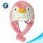 New hot selling plush cap with earflap girls hat cut animal hats cute pink penguin plush hat