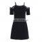 OEM Black Lace Panel Cami Dress Spaghetti Strap Patchwork A Line Mini Cocktail Dress