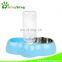 Double dinner bowl for cats, plastic and stainless steel pet bowl with water bottle