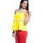 Yellow Sleeveless Lace Yoke Top