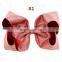 8inches Girl Solid Color Hair Clips Kids LASER PU Barrettes big bow 6Colors