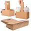2 Cup Disposable Drink Carrier with Handle, Kraft Paperboard Cup Holder for Hot or Cold Drinks, to Go Coffee Cup Holder for Food Delivery Service
