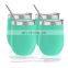Wholesale 12oz double wall food grade stainless steel vacuum insulated wine tumbler with AS lid