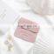 PandaSew 8x8cm Pink Luxury Suede Microfiber Snap Button Flap Small Jewelry Pouch Bags
