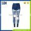 Western personality beggar hole torn streets of paragraph waist Slim stretch women large size jeans trousers