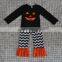 Fall Halloween boutique outfits baby girls clothing sets pumpkin embroidery floral ruffle pants sets