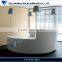 Acrylic Solid Surface Half Moon Desk,High Gloss White Shop Counters,Office Reception Back Wall Design