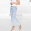 High Rise Acid Wash Knee Slits Skinny Jeans JXA089