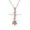 Fashion Long Flower Charm Necklace Wholesale Gold-Tone Silver Cubic Zirconic Necklace