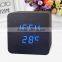 Desktop Table Clocks Despertador Digital LED Square Alarm Wood Wooden clock with temperature display and voice control function