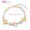 Different Gold Plating Heart Cuban Chain Charm Bracelet In 925 Silver