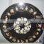 Black Round Italion Marquetry Marble Pietra Dura Dining Table Top