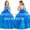 Blue Crystal Beaded Floor Length Custom Made Vestidos Girl Dress for Wedding Ball Gown FG024 ball gown girl dresses blue