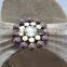 Minas Bridal Vtg Style Antique Brass Rhinestone Flower Shoe Clips