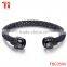 2016 fashion trend black stingray leather cuff bracelet in skull clasp,size 6mm