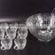 Vintage Large Glass Salad Punch Bowl Set With 12 Cups