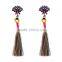 Fashion Shiny Rhinestone Colorful Long Tassel Dangle Earrings