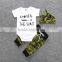 S17479A 2017 Army Green Newborn Baby Boy Clothes Romper T-Shirt Long Pants And Hat Outfits