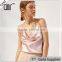 Loose fit soft silk cowl neck spaghetti straps open square back halter top cami
