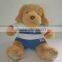 Sitting design brown color plush lion toys with T-shirt and custom logo printing