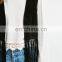 Fashion fully lined black ladies suede leather vest with longline fringe