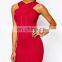 Wholasale Sexy Ladies High Neck With Bandage Style Mini Red Bodycon Dress