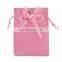 Cotton Linen Drawstring Closure Bags With Tulips