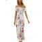 Off Shoulder Short Sleeve Floral Printed Long Jumpsuits