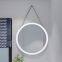 Modern Stainless Steel Frame Decorative Wall Mirror Decor Wall Round Mirror with Leather Strap