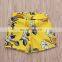 2019 new summer girls yellow tassel off shoulder tops tshirt & kids flower shorts skirt 2pc set 2-7years