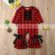 Christmas Baby Girl Romper Newborn Ruffle Black Red Plaids Jumpsuit with Bowknot for 0-2T