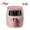 Automatic 5.0L 1350W Healthy Oil Free Cooking Digital Electric Oven Deep Pink Electric Air Fryer