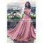 Womens Long Strapless Satin Prom Dress Sleeveless Slit Evening Ball Gown with Pockets