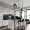 L-shaped White Solid Wood modern contemporary Quartz top Kitchen Cabinets cocinas