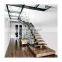 DIY stair kits glass railing timber tread straight staircases for villa