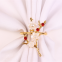 Shiny Gold Plated Napkin Ring Holder With Pearl Flower