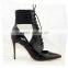 Lace up hot sale women shoes black patent leather boots pointy stiletto shoes