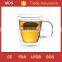 Double-wall insulated 12-ounce glass mug with handle