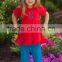 Top and pants ruffle outfit for kids red cotton ruffle top for children New Design