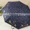 3 folding cheap UV black metal frame check silver umbrella