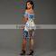 Vintage Off Shoulder Traditional African Printed Dashiki Bodycon Mini Dress