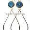 2015 trendy golen plated Quartz earring, druzy pendant earring, waterdroplet earrings