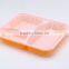 orange white base 3 compartment disposable plastic lunch box