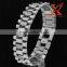 Mens 14k Yellow Gold On Stainless Steel Bracelet Presidential Link Lab CZ Stone Bracelet