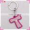 Pvc rubber keychain custom color, T shaped custom soft pvc keychains